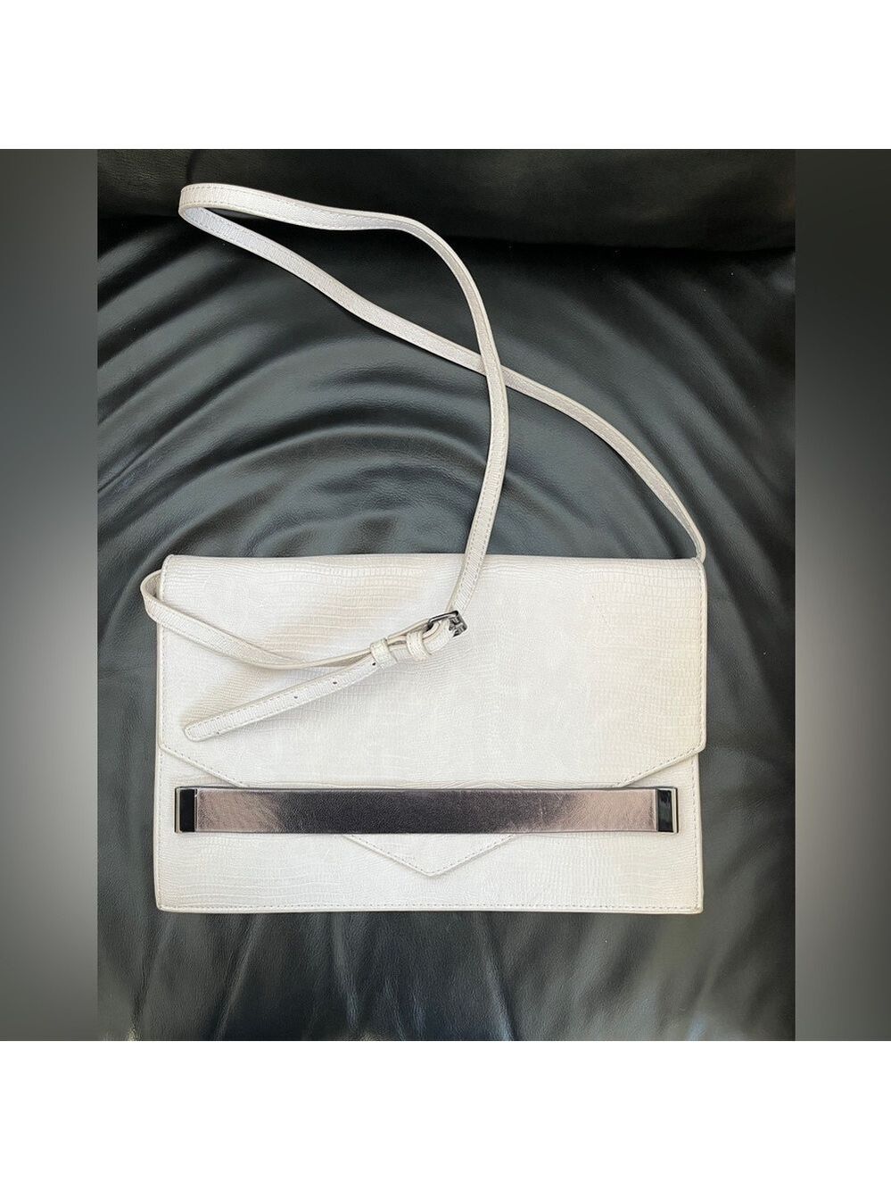 ZARA Basic Collection Envelope Texture Cross Body Bag Convert to Clutch Neutral
